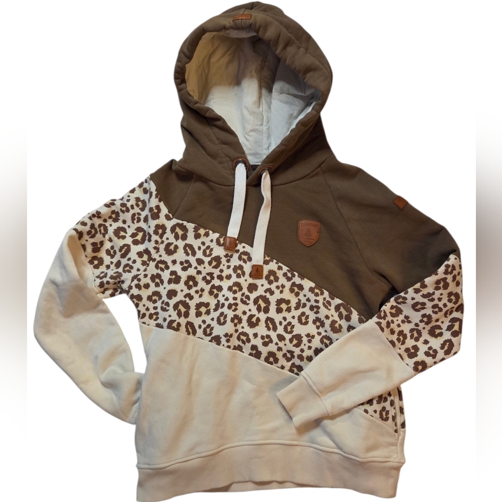 Wanakome Leopard/Brown/Cream Combo Hoodie Medium